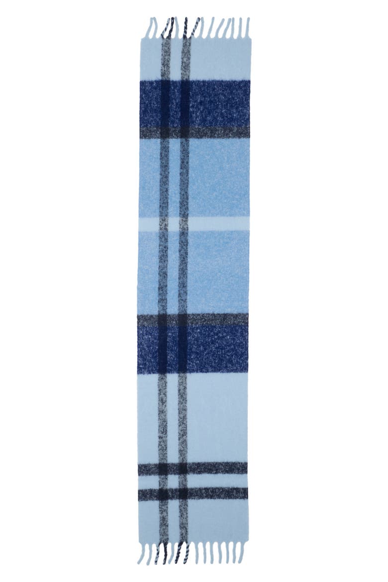 Brushed Wool & Alpaca Blend Scarf, Alternate, color, BLUE MULTI PLAID