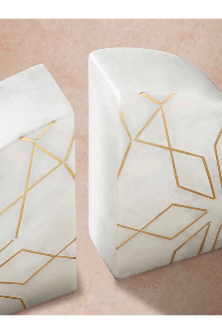 Enchant Marble Bookends, Alternate, color, White