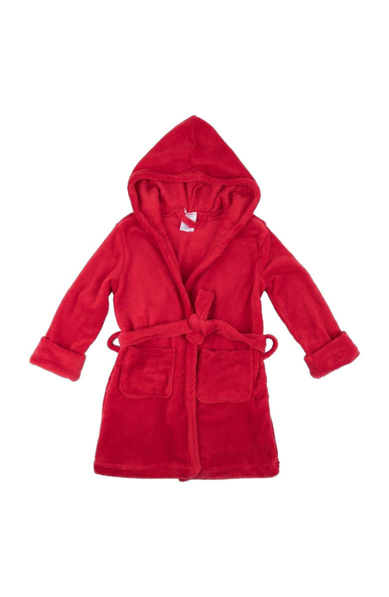 Leveret Kids Fleece Hooded Robe, Solid Colors, Alternate, color, Red
