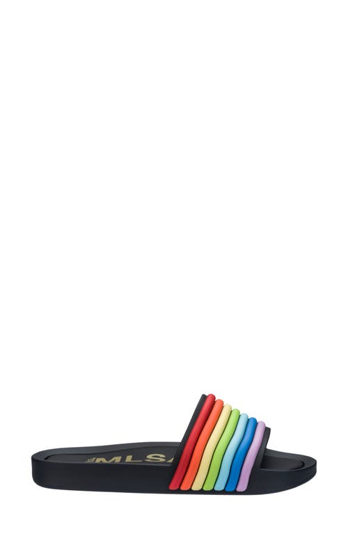 Melissa Beach Slide Sandal In Black Rainbow