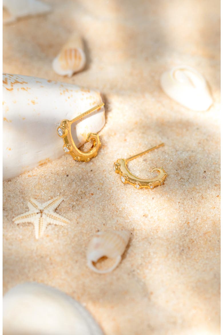 Tentacle Cubic Zirconia Hoop Earrings, Alternate, color, GOLD