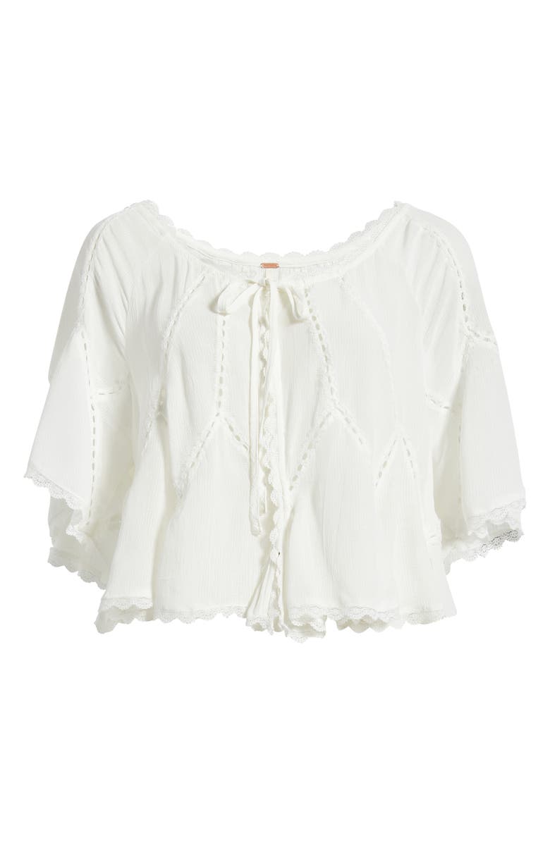 Free People Michelle Lace Trim Top, Alternate, color, Clean Ivory