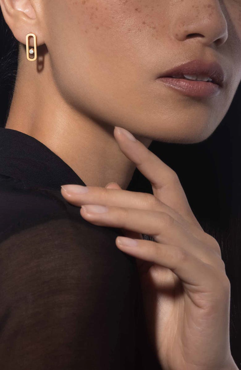 Messika Move Uno Floating Diamond Stud Earrings, Alternate, color, Yellow Gold