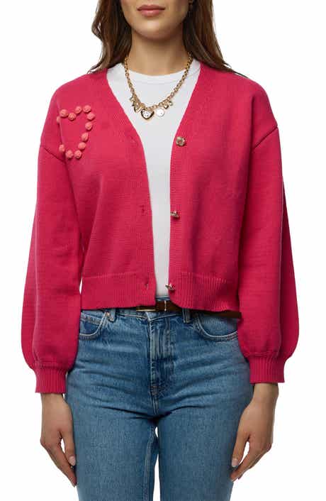 SAACHI Stiched Heart Crop Cardigan