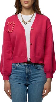 SAACHI Stiched Heart Crop Cardigan