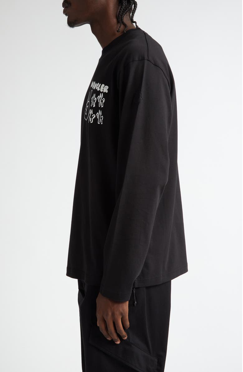 Moncler Logo Long Sleeve Cotton Graphic T-Shirt, Alternate, color,