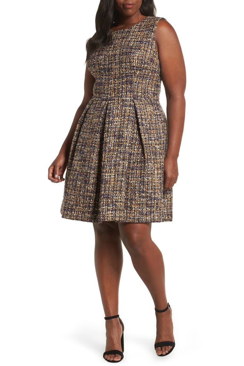 Tinsley Metallic Tweed Fit & Flare Dress, Alternate, color, MULTI