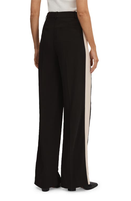 Reiss Pam Stripe Wide Leg Pants In Black/cream