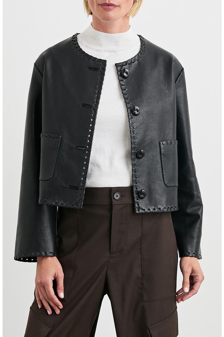Nevina Faux Leather Jacket, Main, color, BLACK