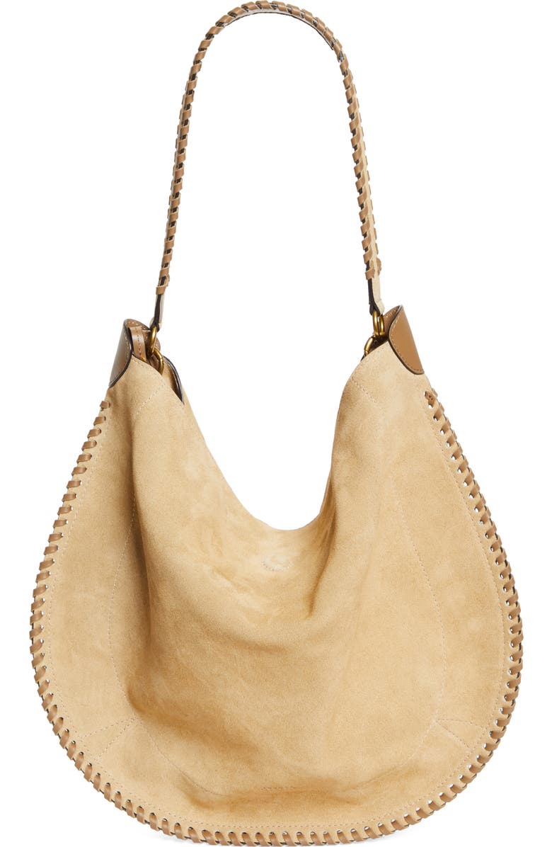 Isabel Marant Oskan Soft Suede Hobo Bag, Main, color, Sand