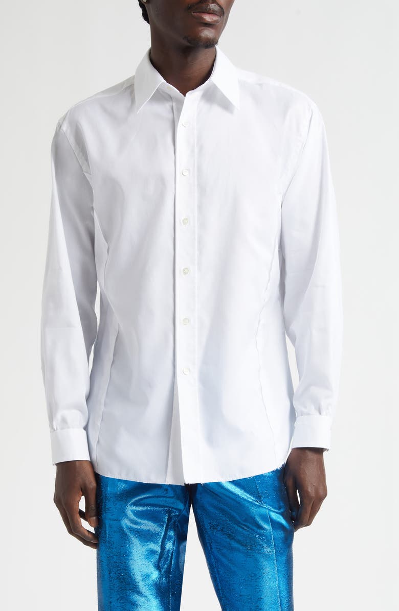 Maison Margiela Long Sleeve Button-Up Shirt, Main, color, White