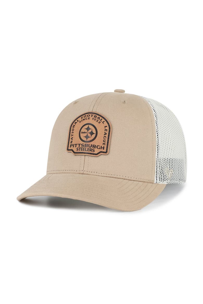 Men's '47 Khaki Pittsburgh Steelers Bonehide Trucker Adjustable Hat, Main, color, Khaki