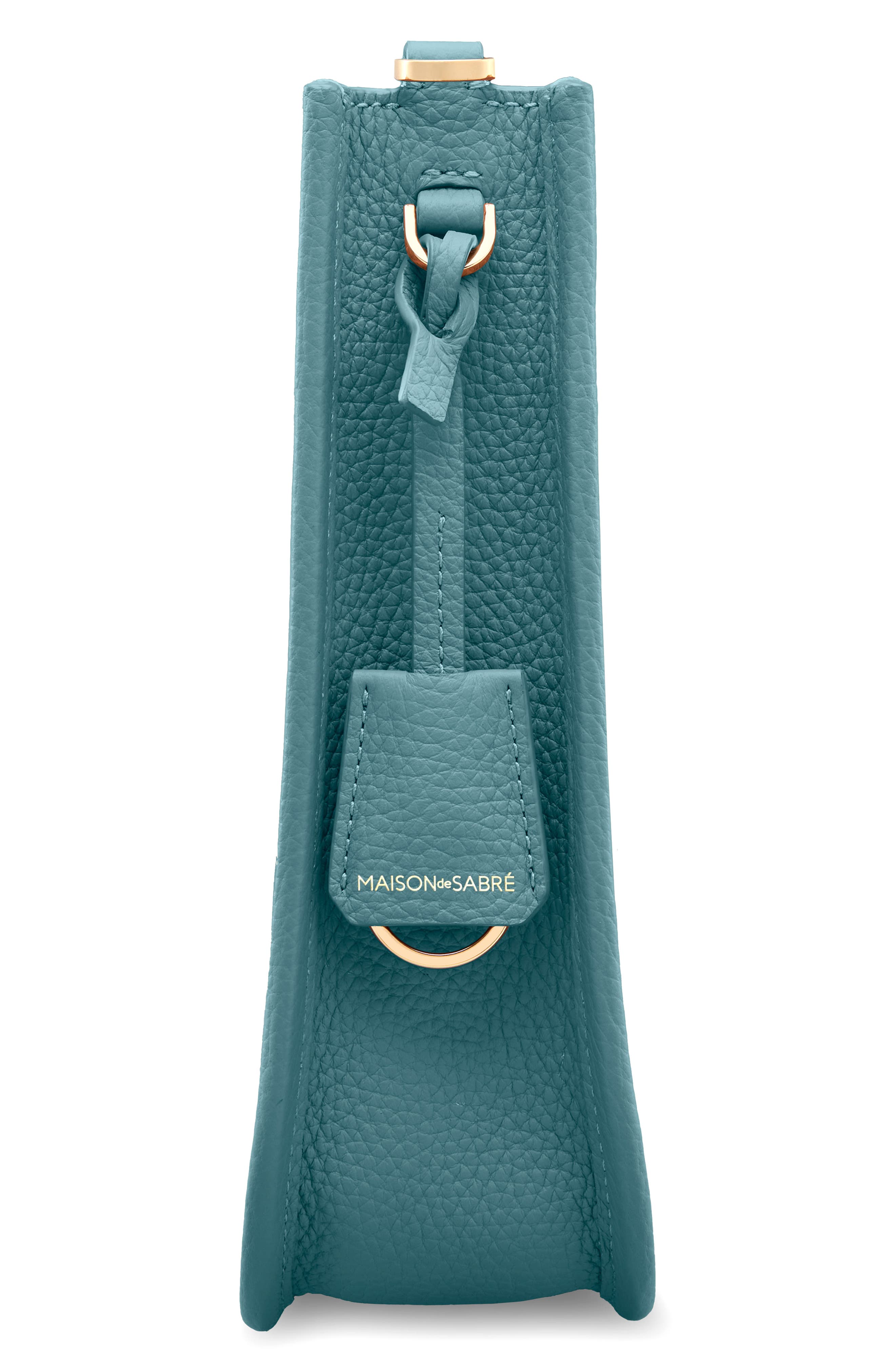 Leather Mini Saddle Bag, Alternate, color, Bondi Blue
