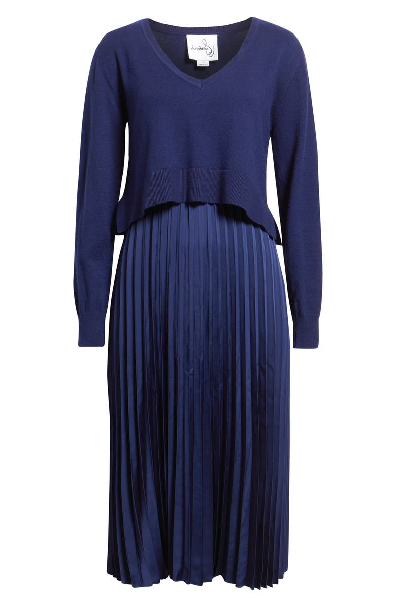 Sam Edelman Pleated Slipdress and Sweater Set, Alternate, color, Navy