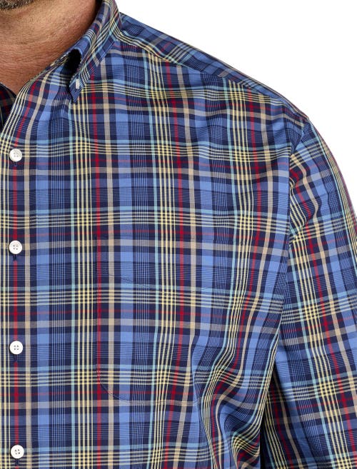 Oak Hill By Dxl Big & Tall Plaid Performance Sport Shirt In Navy