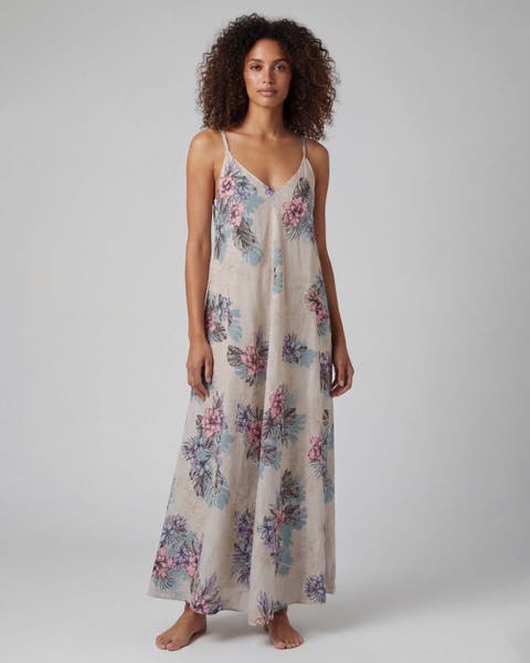 Exotic Floral Womens Linen Oversized Dress