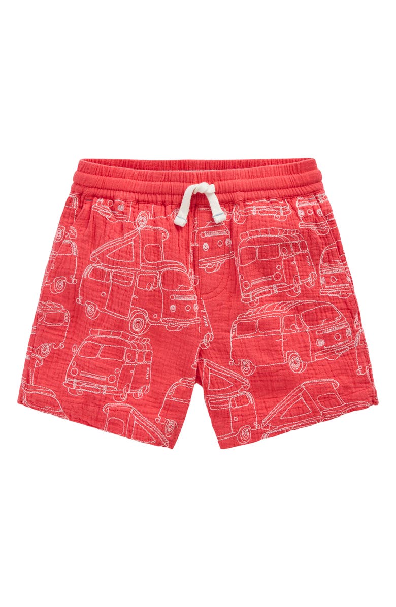 Mini Boden Kids' Double Cloth Shorts, Main, color, Jam Red Camper Van