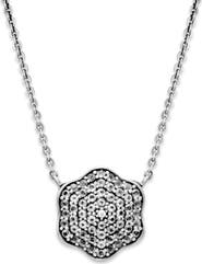 SAMUEL B. Pavé White Topaz Clover Pendant Necklace