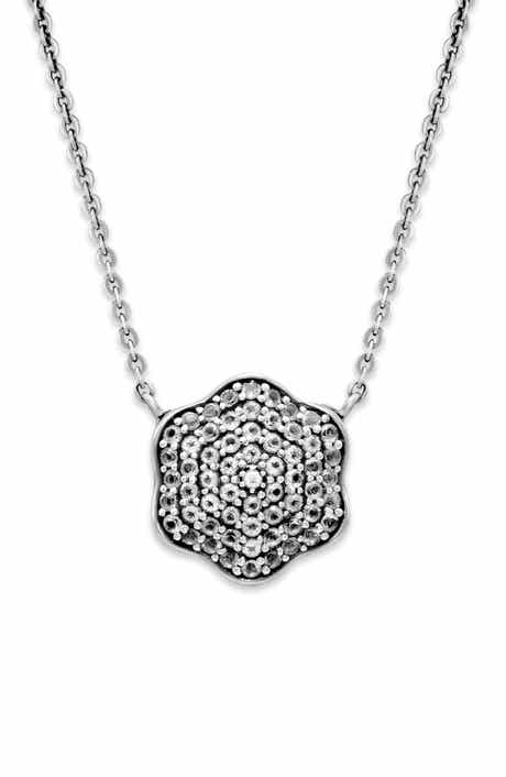 SAMUEL B. Pavé White Topaz Clover Pendant Necklace