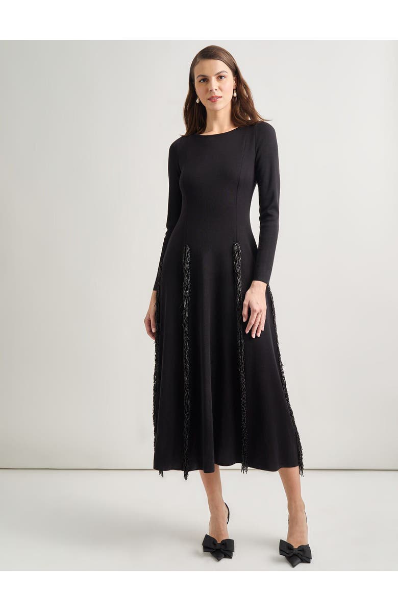 Misook Modern Fit-and-Flare Sequin Princess Seam Knit Maxi Dress, Main, color, Black