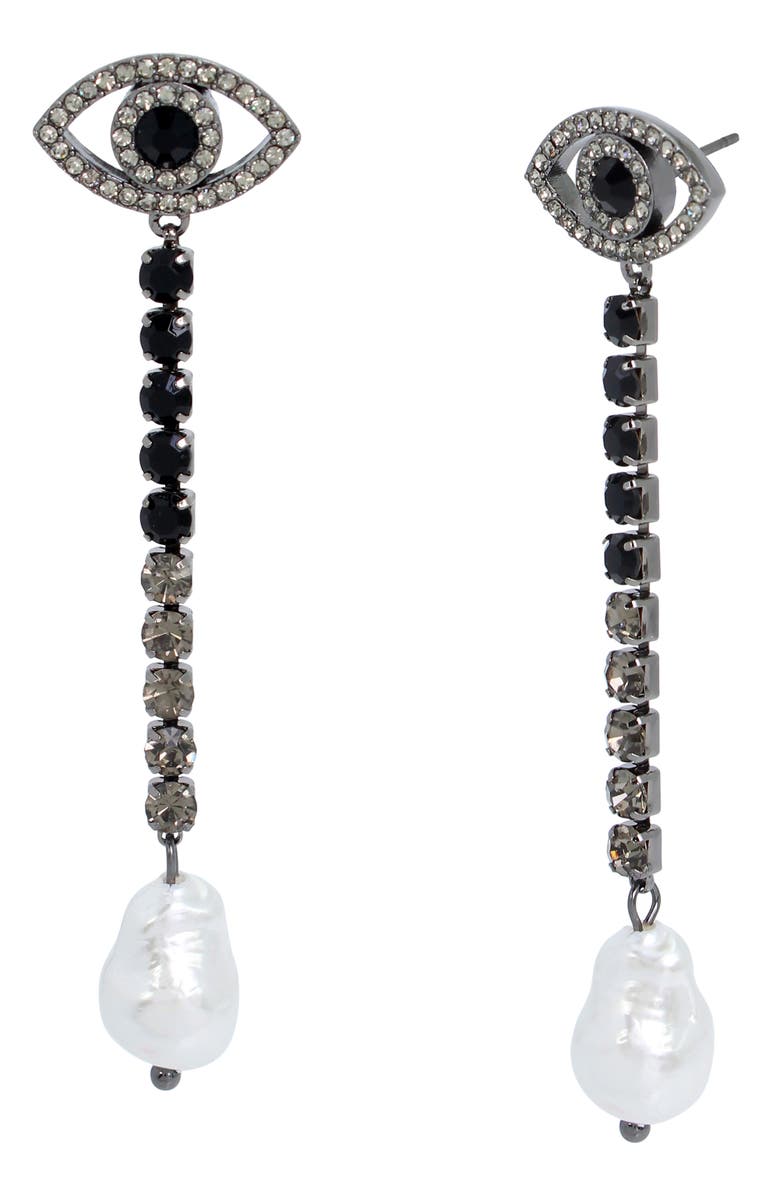 Kurt Geiger London Eye Linear Drop Earrings, Main, color, Pearl