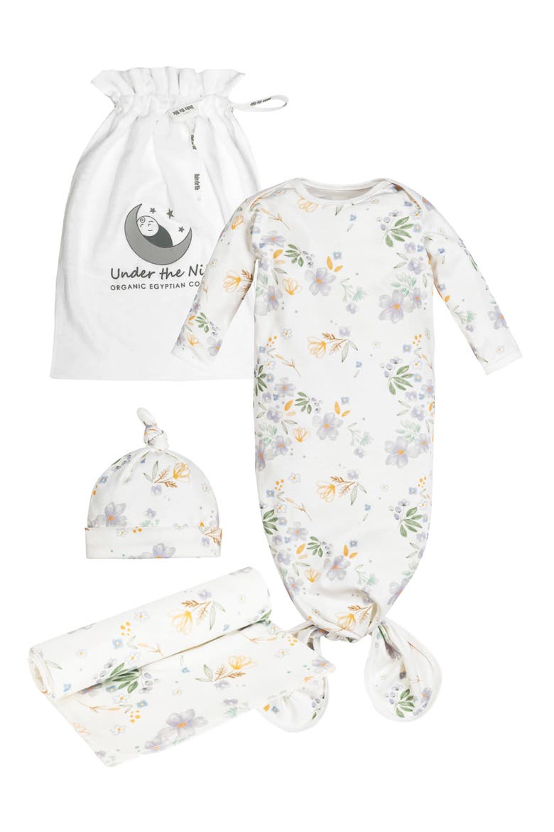 Take Me Home 3-Piece Organic Cotton Gown, Beanie and Blanket Set, Main, color, MULTI