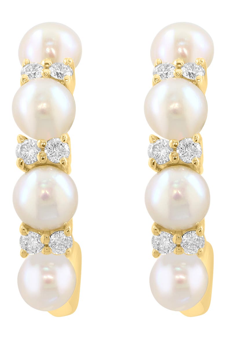 Diamond & Freshwater Pearl Hoop Earrings, Alternate, color, WHITE