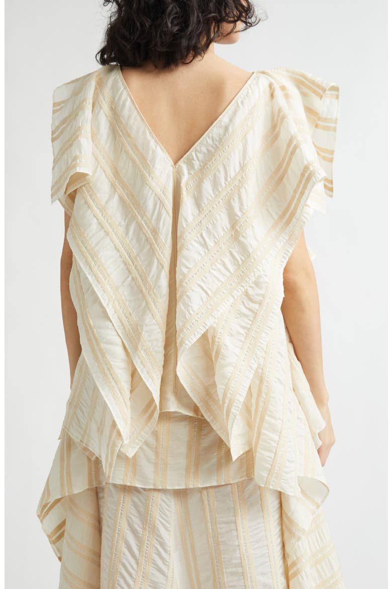 Draped Wide Collar Silk Top, Alternate, color, BEIGE