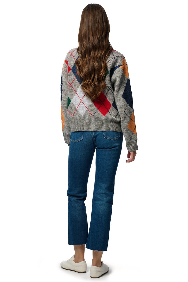 Argyle Knit Cardigan, Alternate, color, GREY