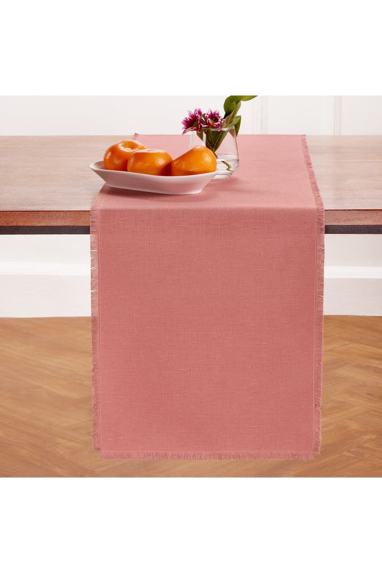 Linen Table Runner - Fringe, Alternate, color, Dusty Rose