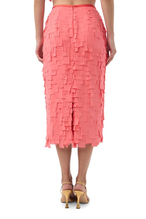 Trina Turk Flutter Chiffon Dita Midi Skirt In Coral Crush