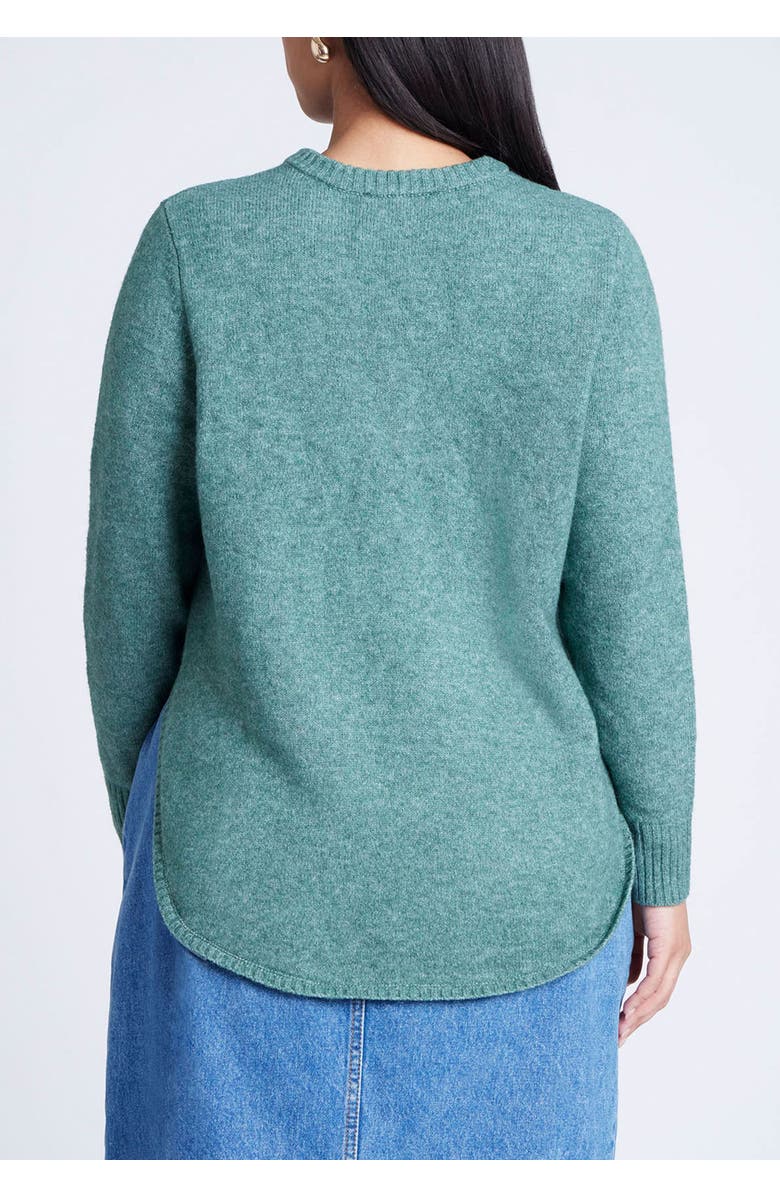 ELOQUII Scoop Hem Sweater, Alternate, color, Pacific Green