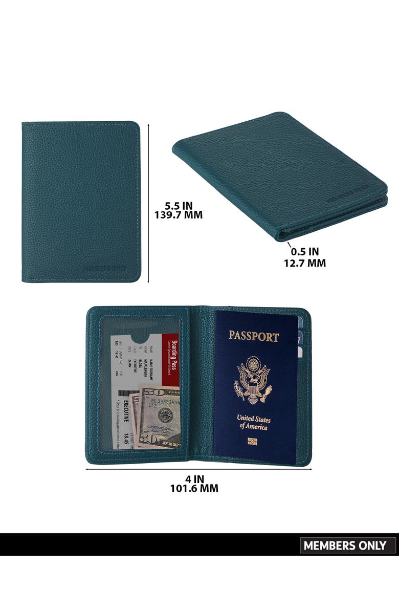 Members Only Passport Holder, Bifold Wallet with Secure Card Slots, Alternate, color, Blue