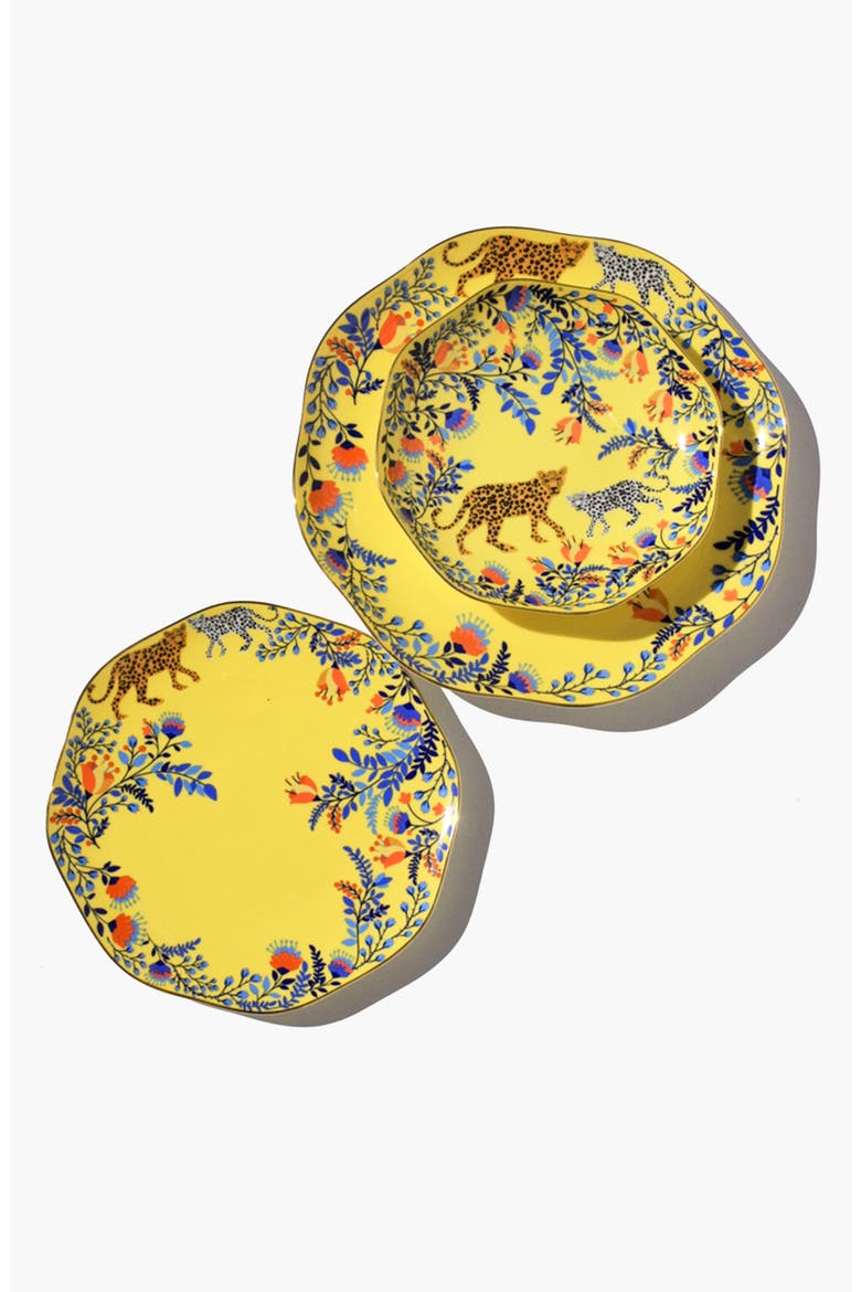 Amazon Rainforest Bone China Plates In Yellow, Set Of Three, Alternate, color, Yellow