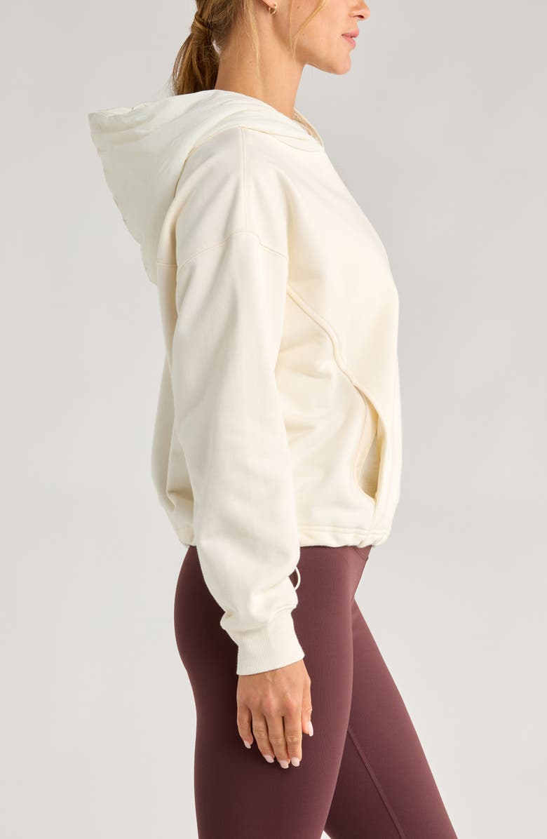 Zella Hybrid Mixed Media Hoodie, Alternate, color, Ivory Egret