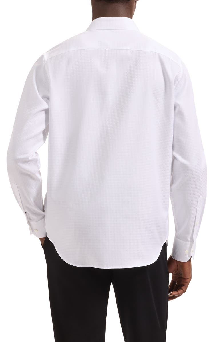 Bugatchi Axel Trim Fit Check Jacquard Cotton Button-Up Shirt, Alternate, color, White