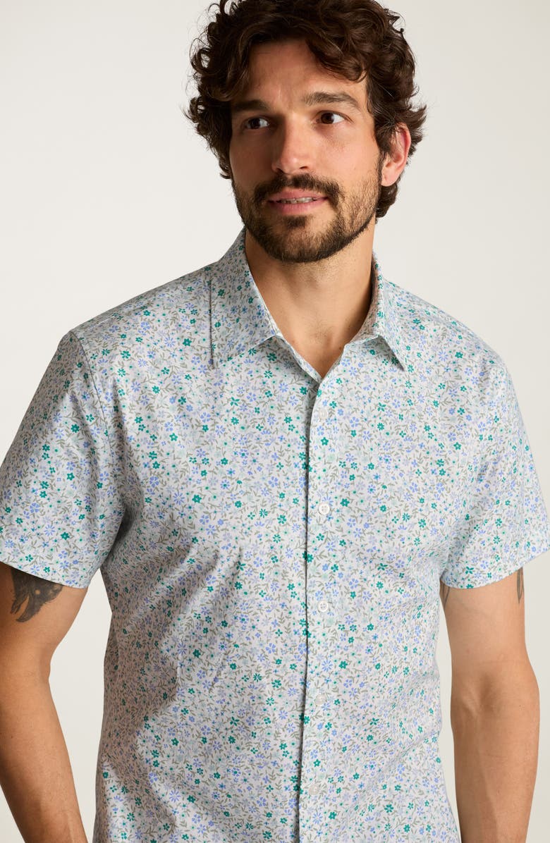 Bonobos Riviera Floral Short Sleeve Stretch Cotton Poplin Button-Up Shirt, Alternate, color, Prescott Floral C32