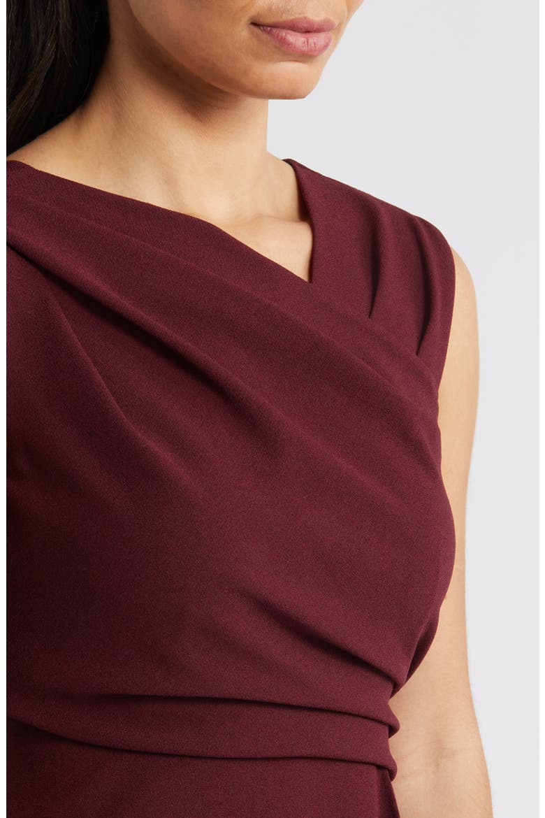 Ruched Asymmetric Laguna Crepe Dress, Alternate, color, AUBERGINE