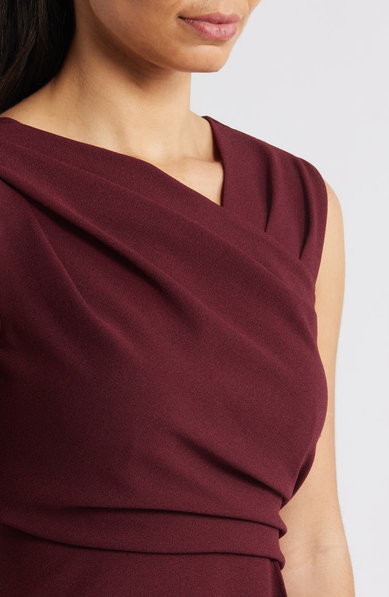 Vince Camuto Ruched Asymmetric Laguna Crepe Dress, Alternate, color, Aubergine