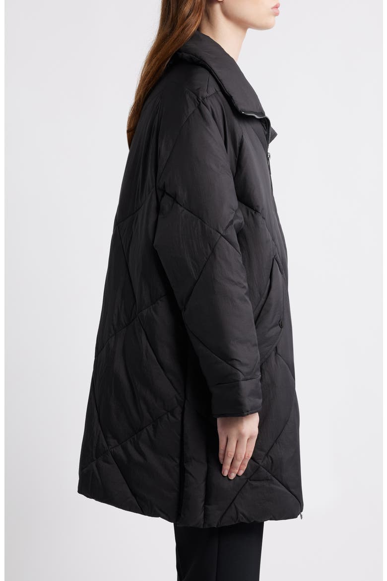 Memory Nylon Water Repellent Quilted Jacket, Alternate, color, NERO