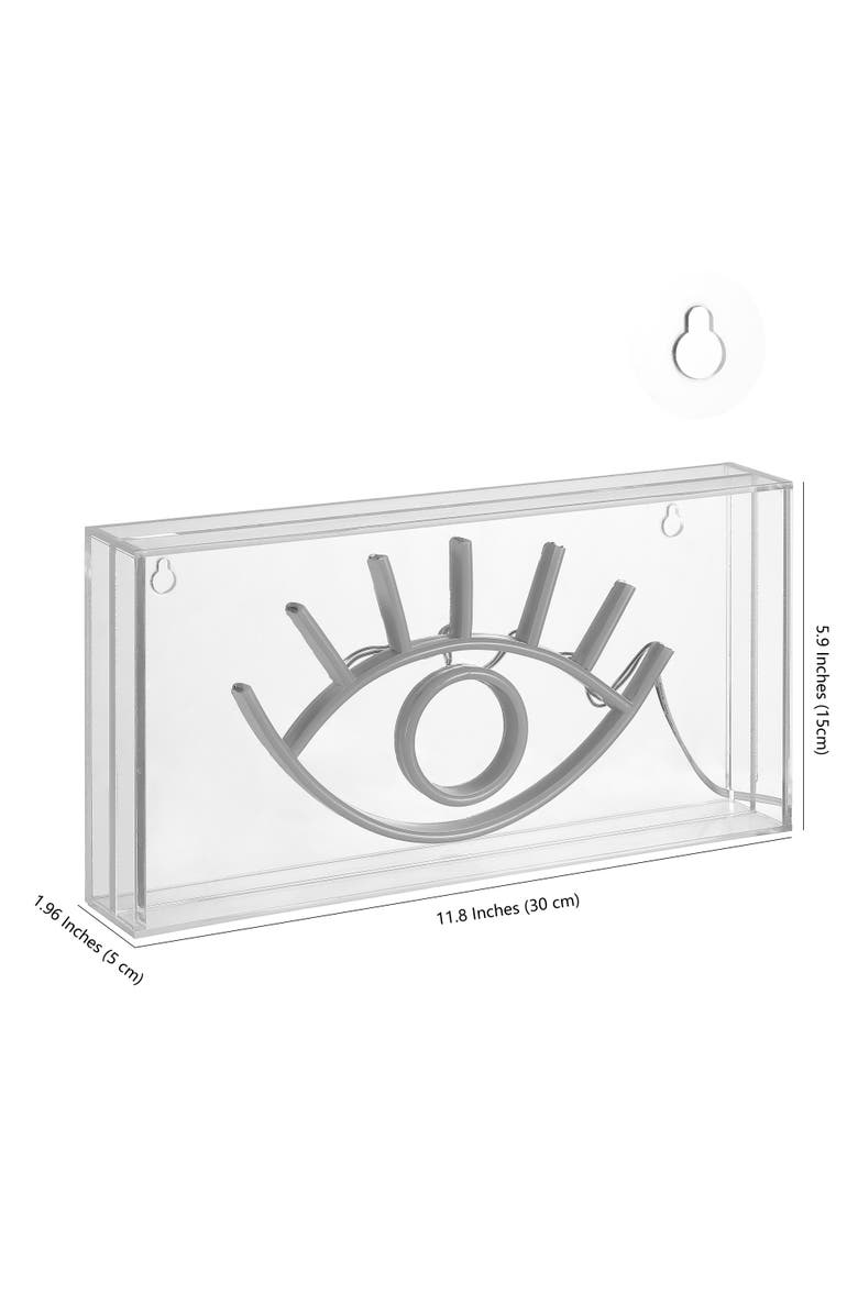 JONATHAN Y Eye Contemporary Glam Acrylic Box USB Operated LED Neon Light, Alternate, color, White