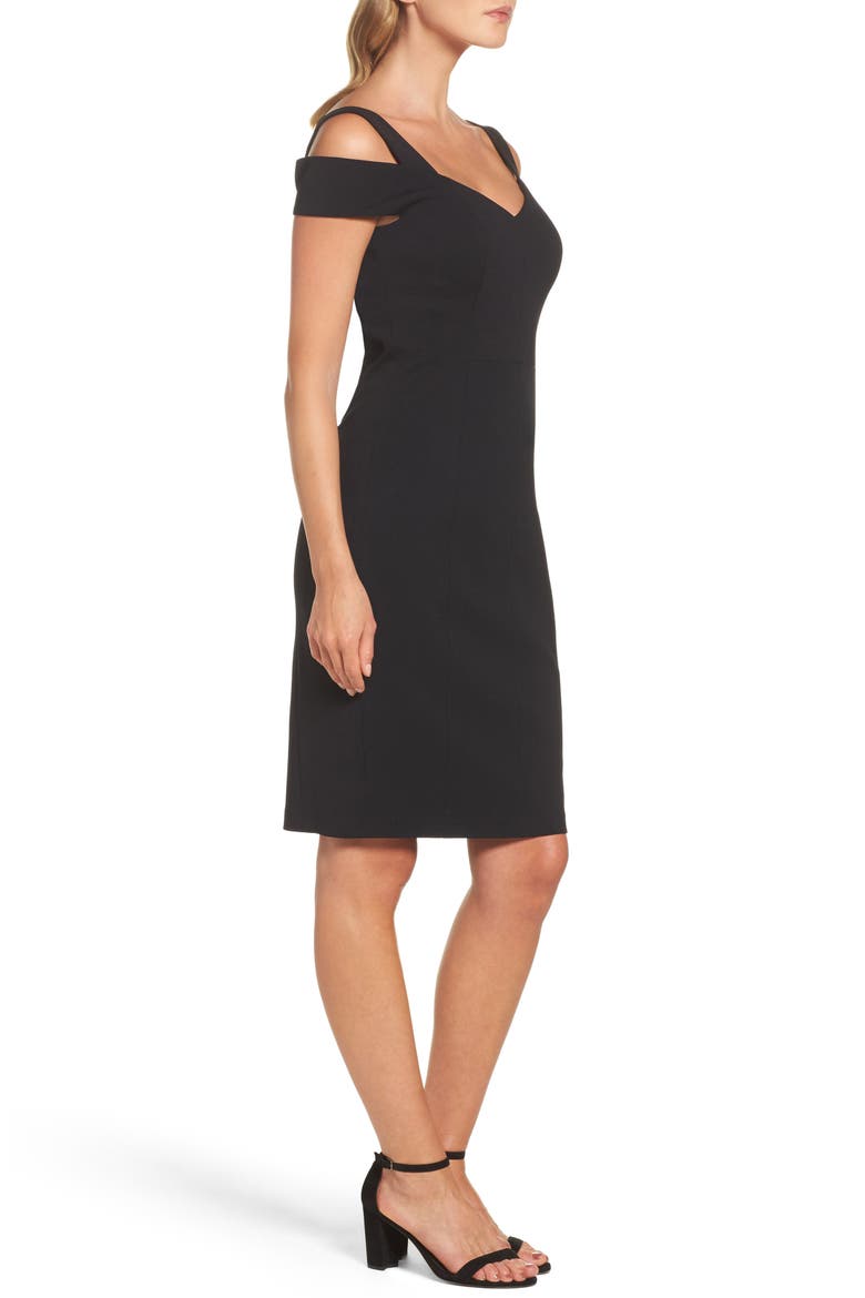 Cold Shoulder Sheath Cocktail Dress, Alternate, color, BLACK