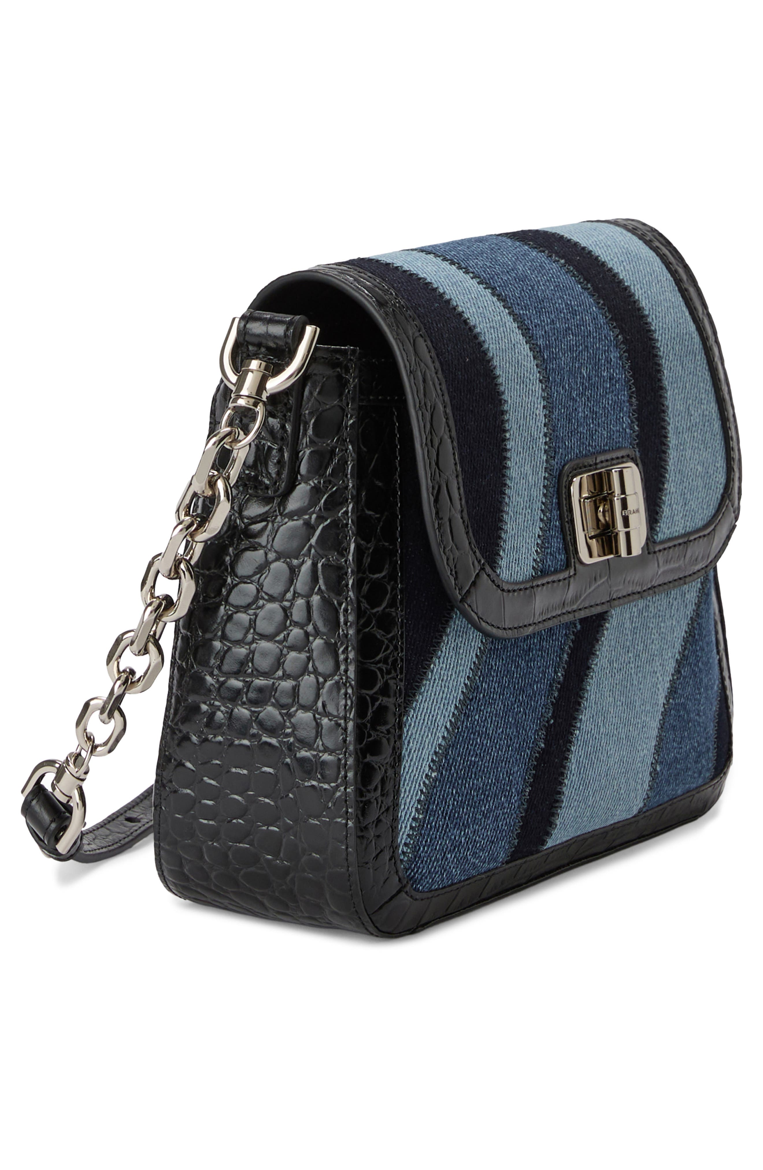 Brahmin Gianna Croc Embossed Leather Crossbody Bag, Alternate, color, Retro Blue Lismore