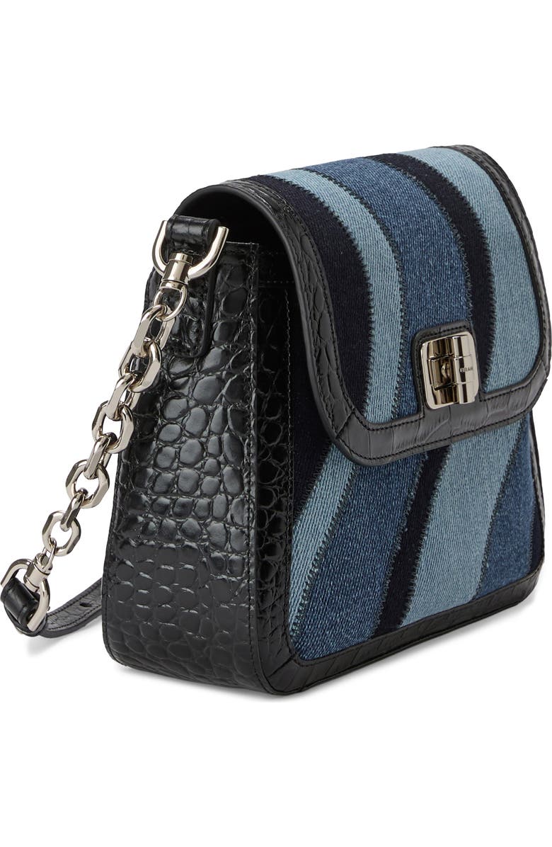 Brahmin Gianna Croc Embossed Leather Crossbody Bag, Alternate, color, Retro Blue Lismore