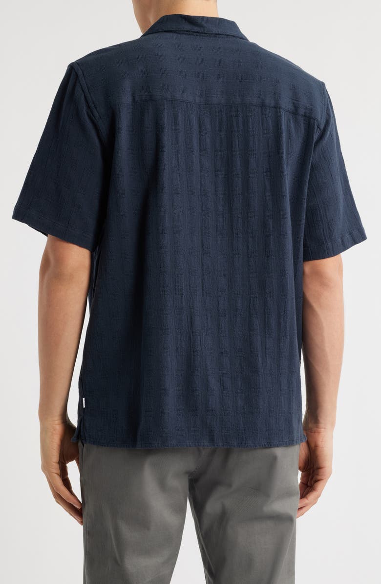 Wax London Didicot Open Weave Cotton Camp Shirt, Alternate, color, Navy