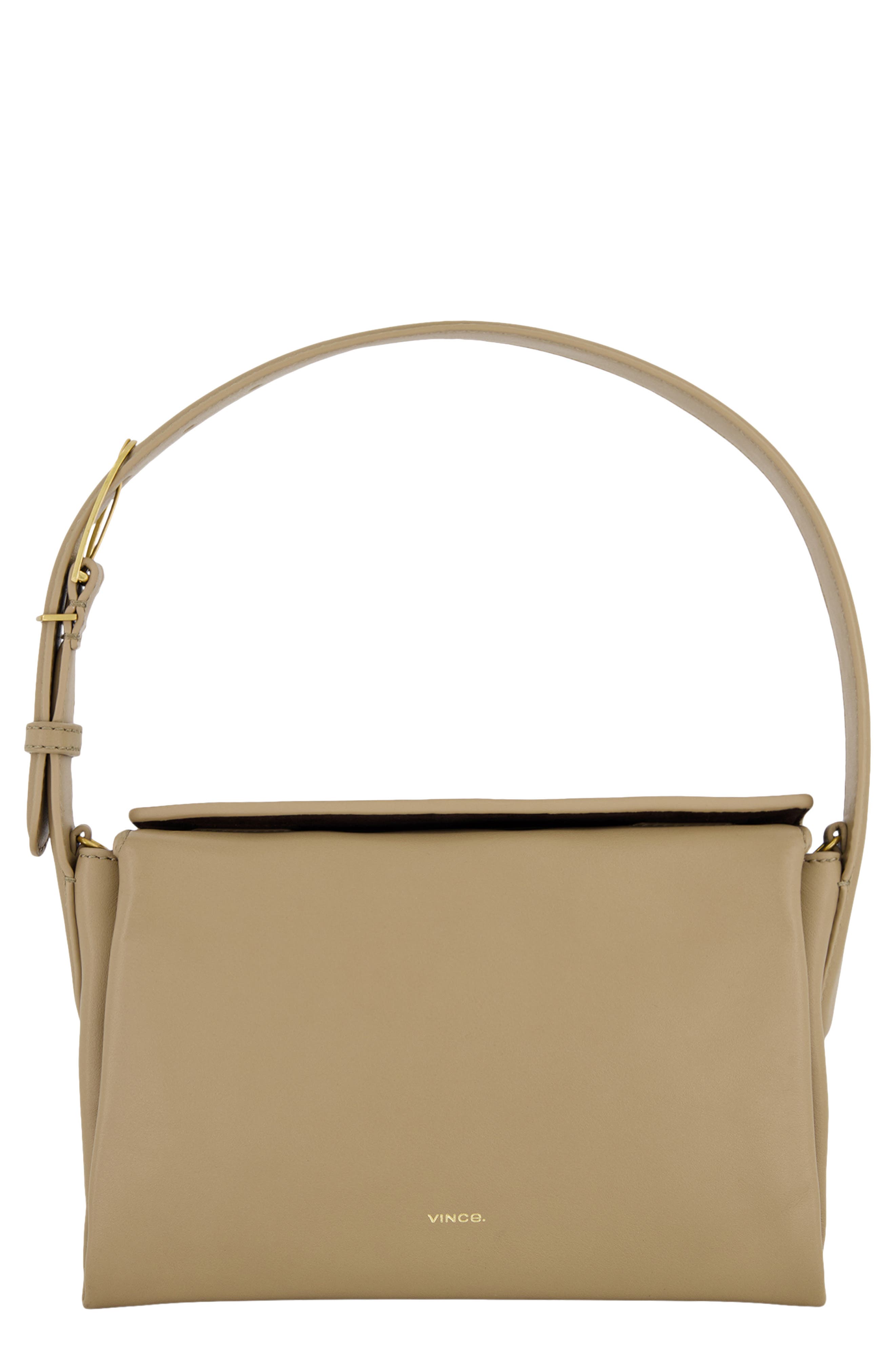 Vince Sidney Boxy Nappa Leather Shoulder Bag, Main, color, Sandtrail