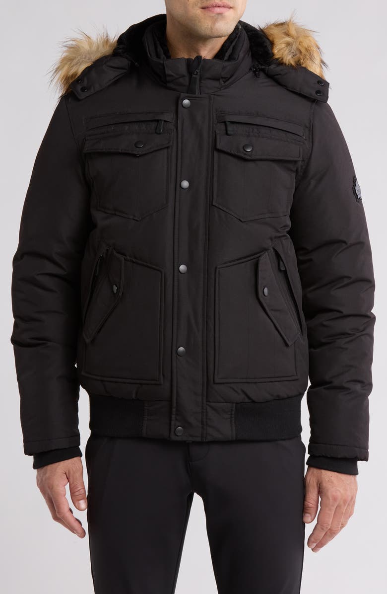 TOBOGGAN CANADA Faux Fur Trim Bomber Jacket, Main, color, Black/Raccoon