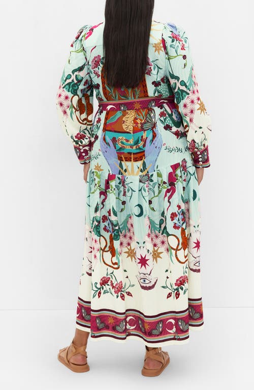 City Chic Ezra Mixed Print Long Sleeve Maxi Shirtdress In Hero Dreamscape