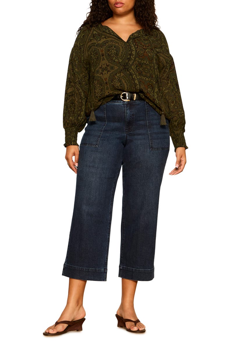 The Moment Volume Blouse, Alternate, color, MIDNIGHT MOSS GREEN