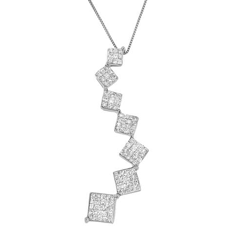 10K White Gold 1 cttw Diamond Snake Curved Pendant Necklace